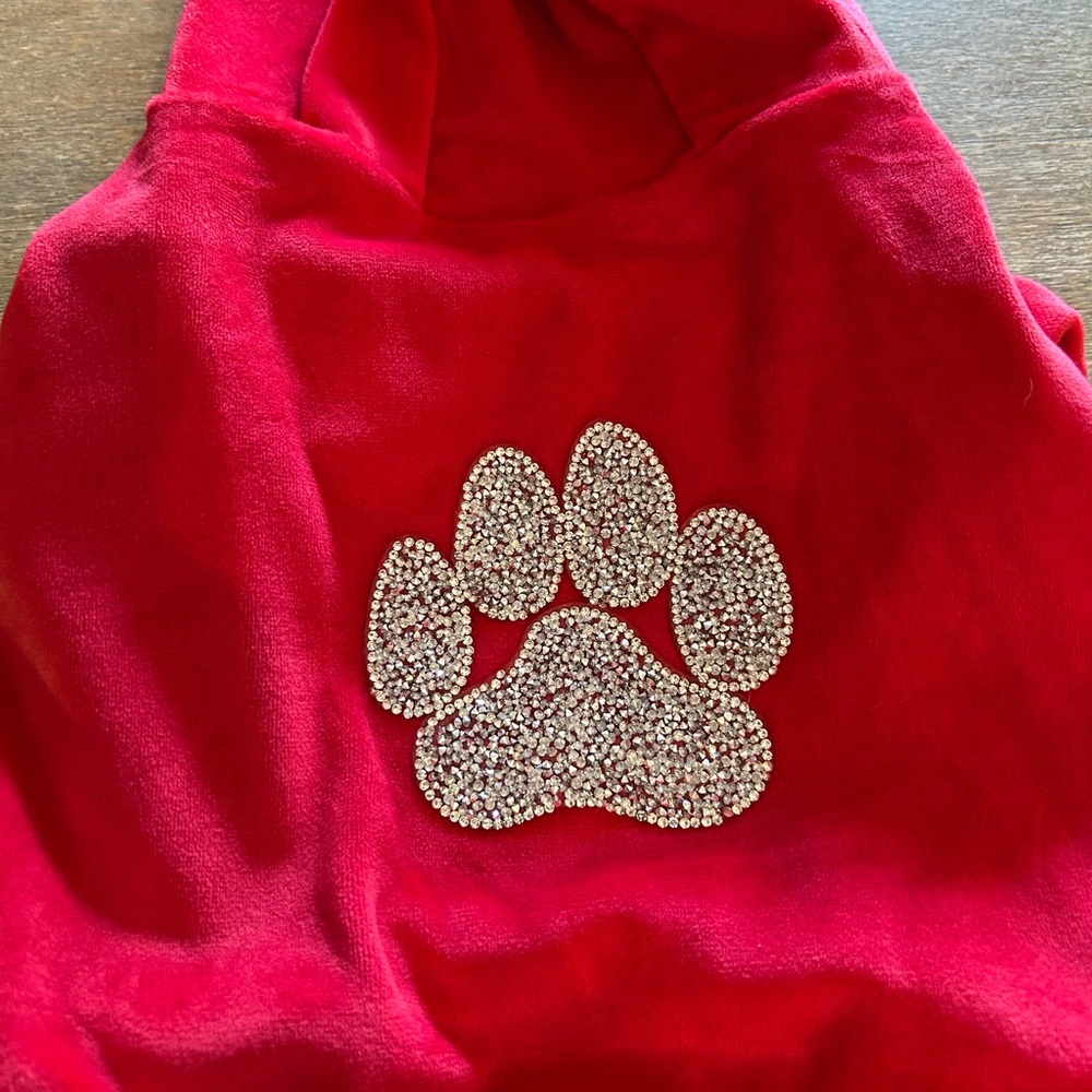 Red suit with Rhinestone Paw Print